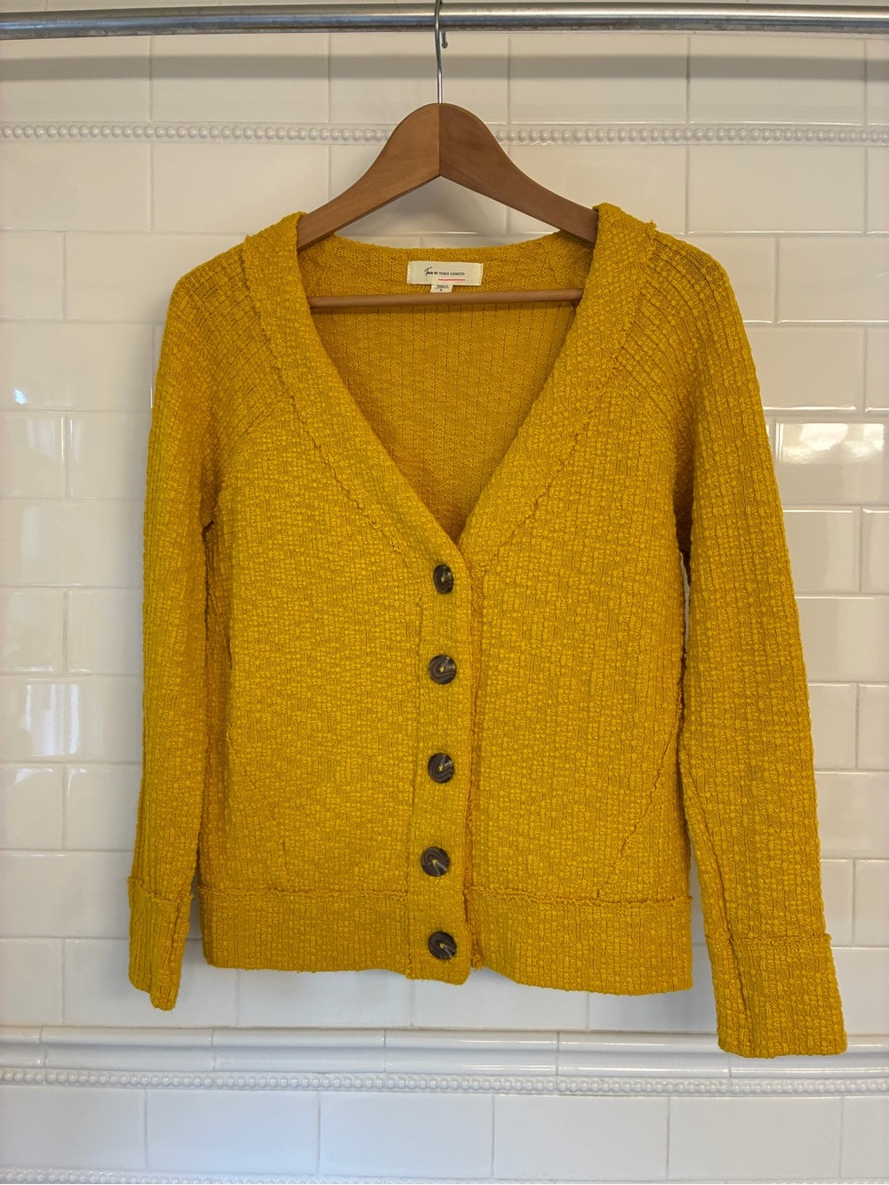 Vince Camuto Golden Yellow Button-Front Cardigan